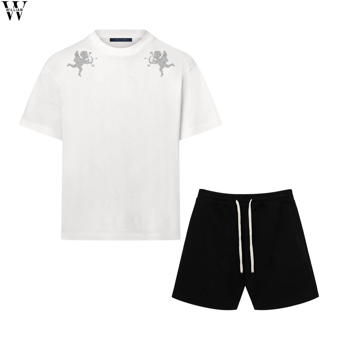 Trắng / Quần Đen / S